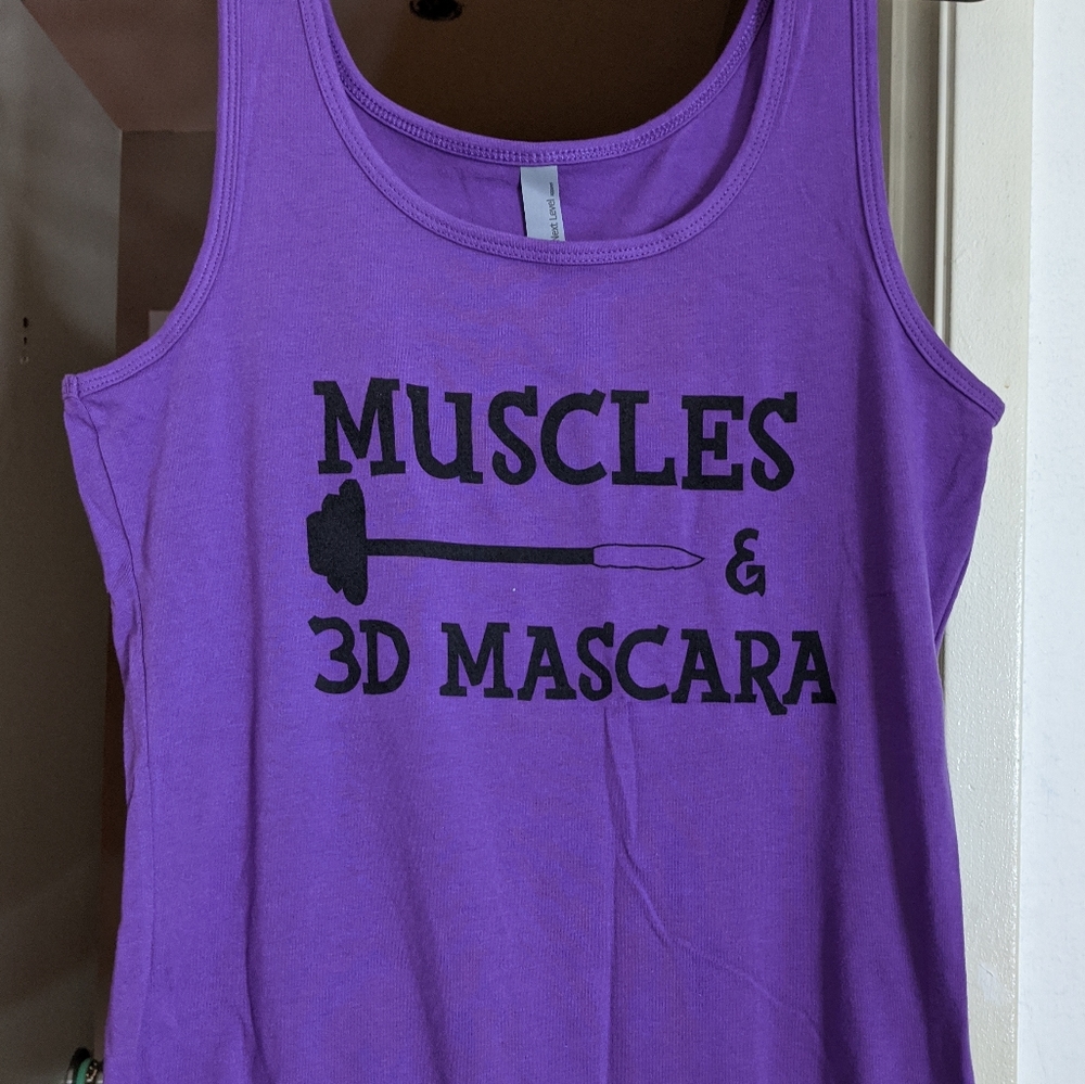 MUSCLES and 3D MASCARA Purple Tank Top